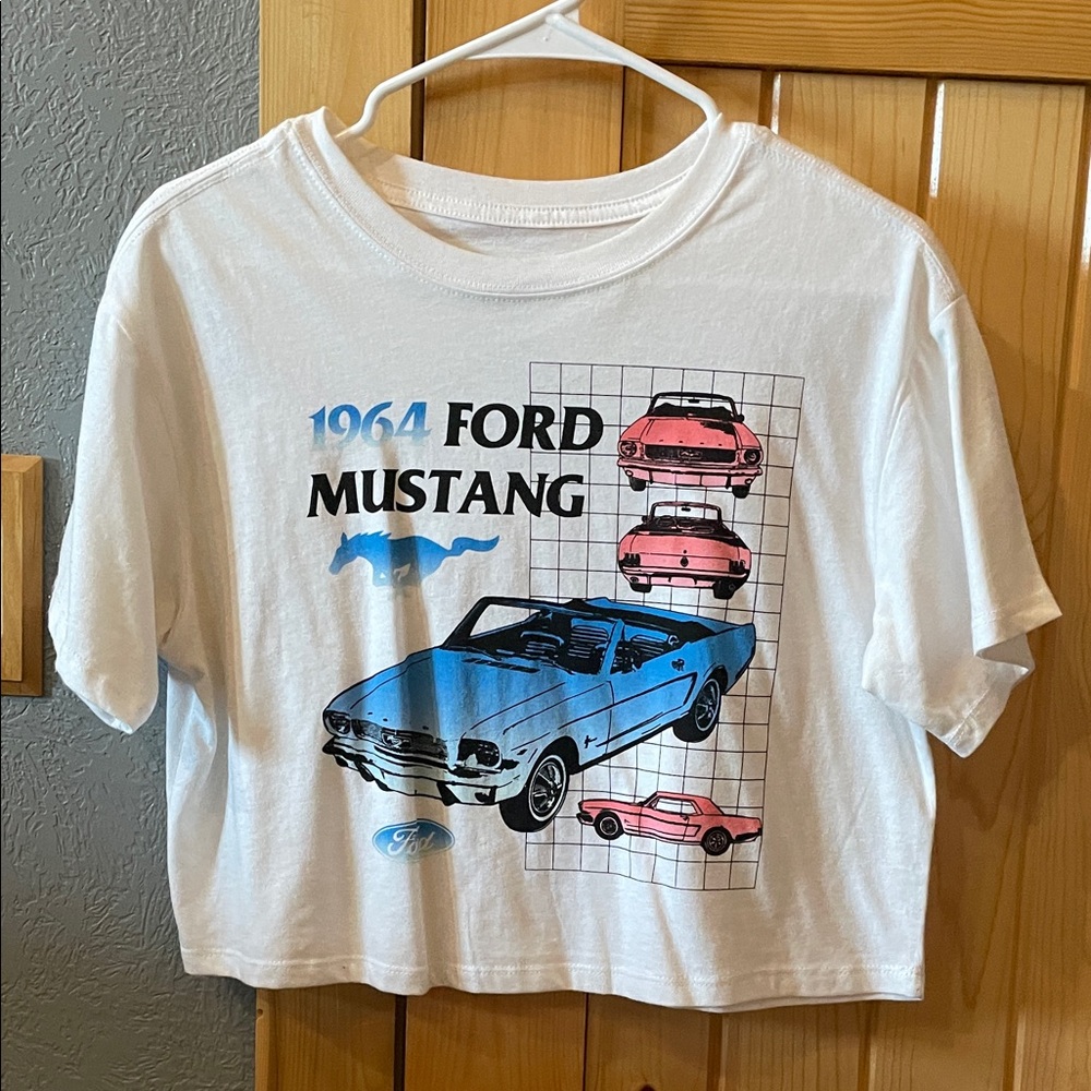 Ford Mustang 1964 Graphic Crop Top in White